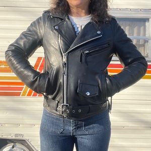 Womens Black Leather Moto Jacket